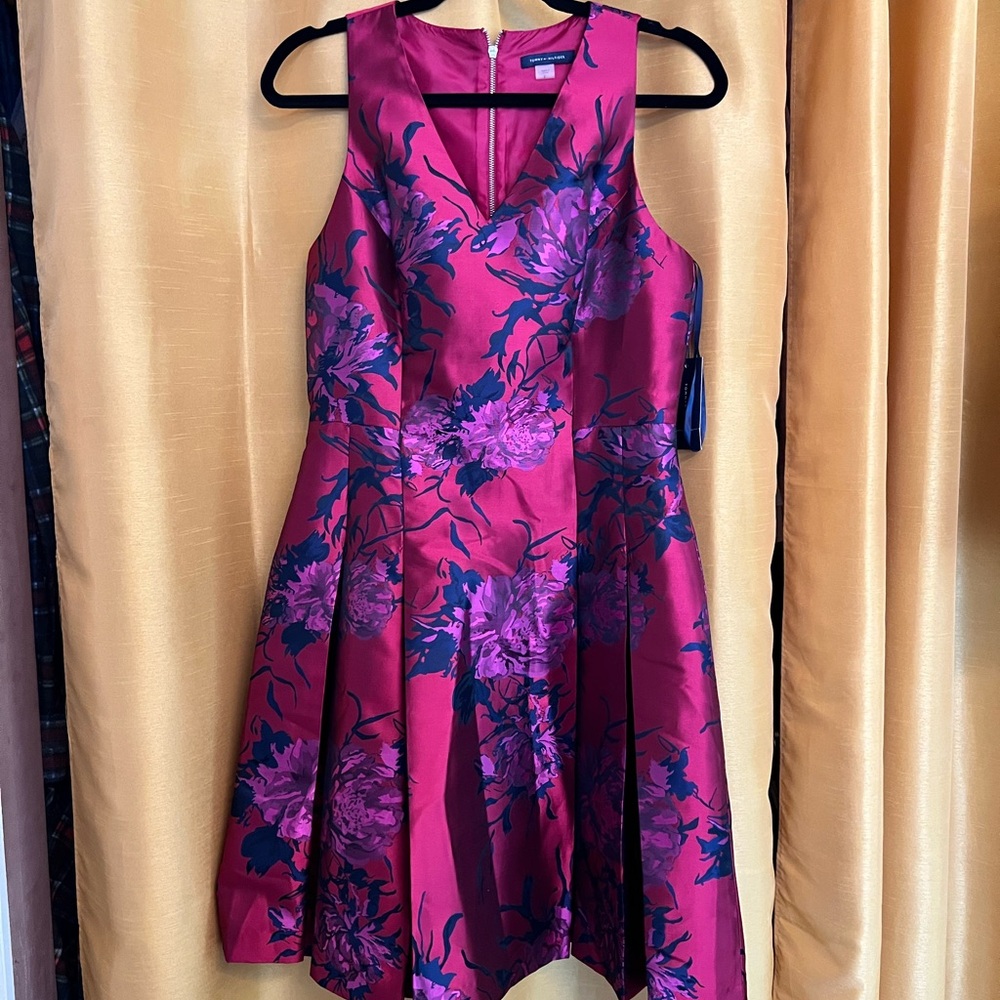 Tommy Hilfiger Pink and Blue A-Line Sleeveless Dress